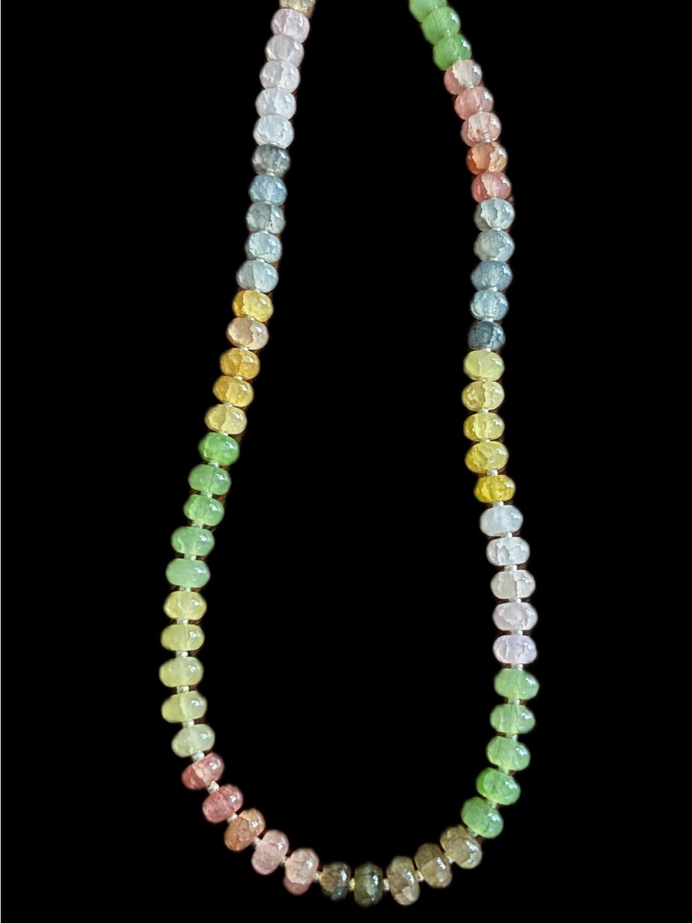 Candy Color Necklace - Pastel Czech Glass Rondelle Beads 18 inches
